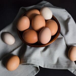 closeup shot of a bowl of eggs