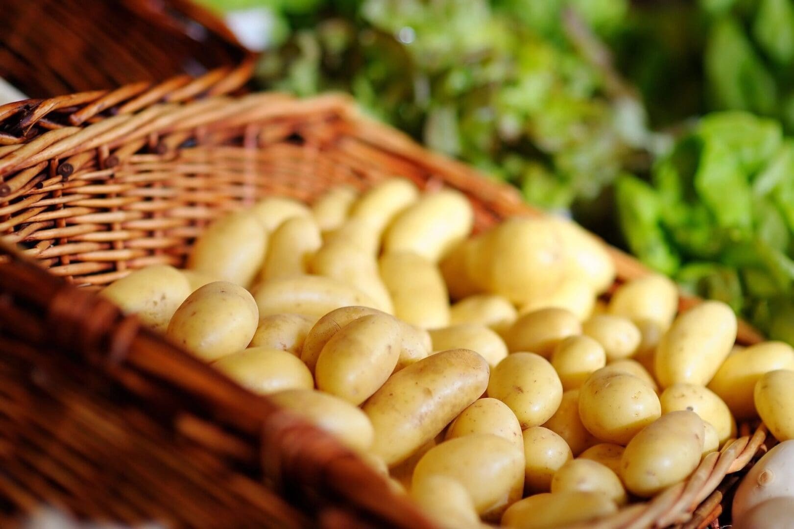 closeup shot of the farm grown potatoes